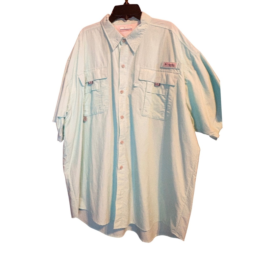 Columbia PFG Bahama II Fishing Shirt Mens XL Seafoam Green Short Sleeve FM7047